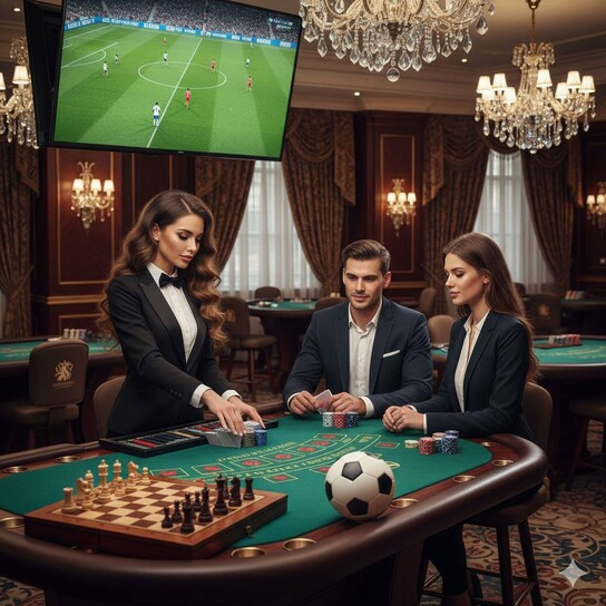 Luxurious casino chips and gold coins